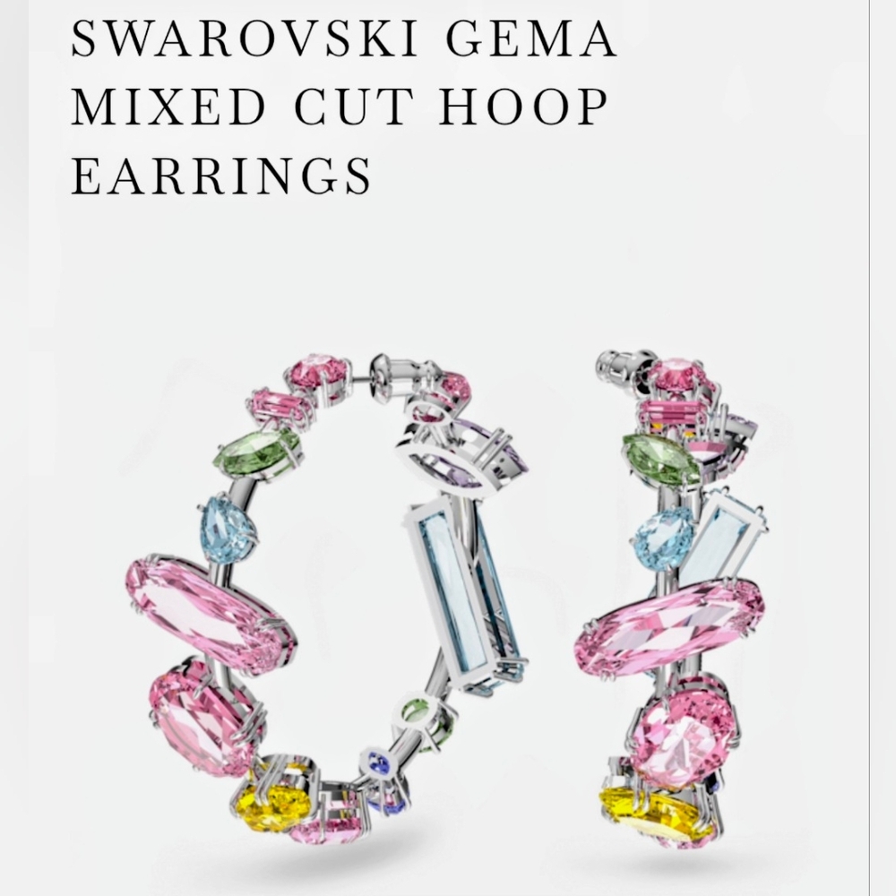 Swarovski Gema Colorful Mixed Cut Hoop Earrings